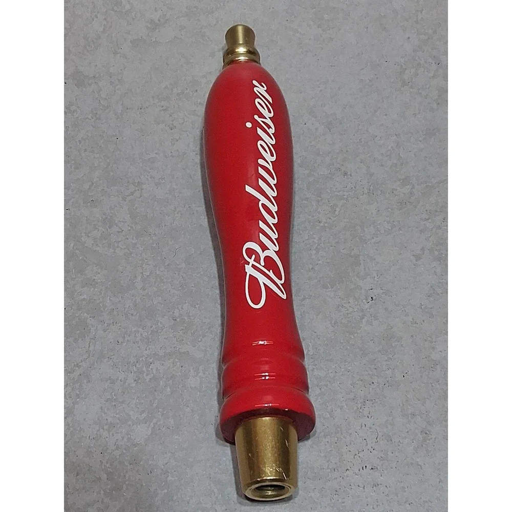 Vintage 2001 Budweiser Red & Gold Wooden Beer Tap Handle
